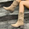 Women's Chunky Heel Retro Mid-Calf Western Boots - 2025 Autumn/Winter Collection