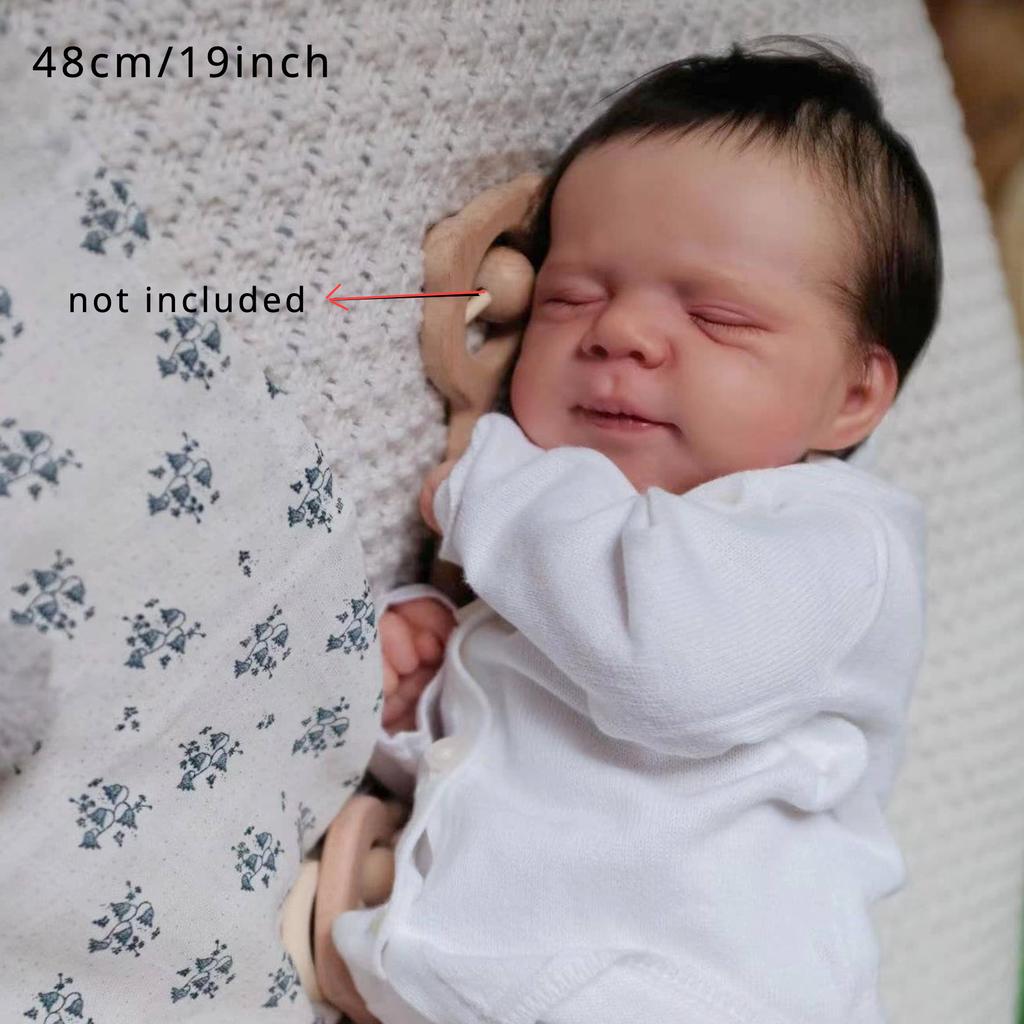 BZDOLL 48 CM 19inch 3D-paint Skin with Visible Veins Soft Touch Cloth Body Soft Vinyl Asleep Reborn Baby Doll Newborn Bebe Girl Toy for Girl
