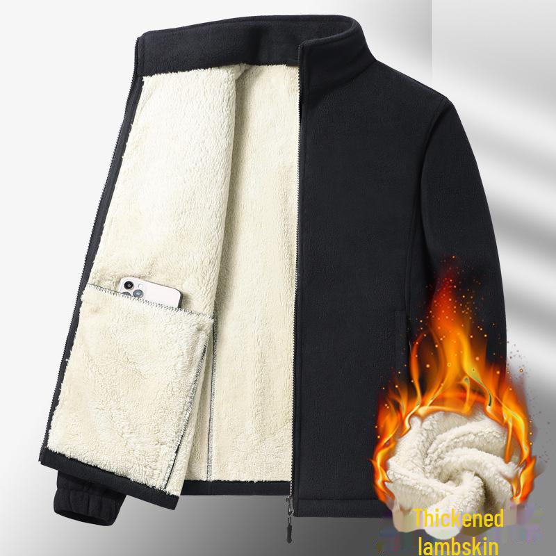 Men's Plus Size Lamb Fleece Jacket - Warm Polar Fleece for Autumn & Winter