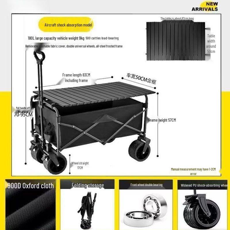 Extra Large Folding Outdoor Camping Handcart with Drawbar