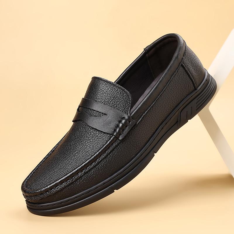 

Men s loafers 2025 autumn new sheepskin casual leather shoes comfortable soft sole dad pedal beanie shoes men 38
