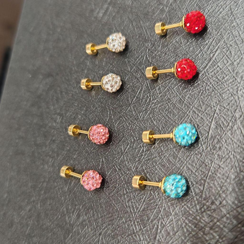 Stainless Steel Xiangbala Polymer Clay Ball Stud Earrings with Anti-Loss Twist Screw Design