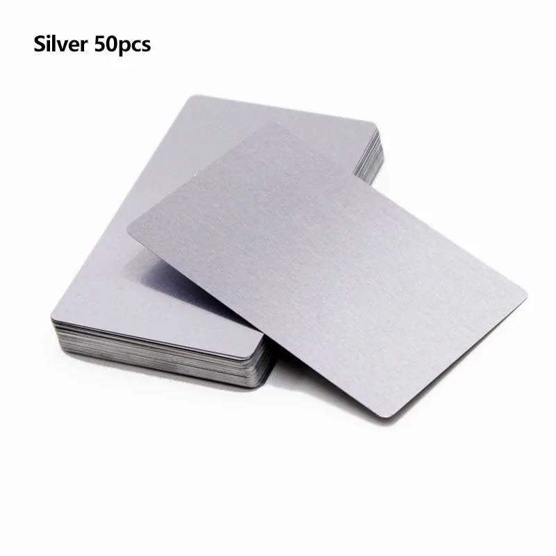 

50 шт. цветных металлических визитных карточек, волоконный лазерный маркировочный станок, алюминиевый сплав, пустая карточка без печати для идентификационной бирки для собак 86 x 54 x 0.2 mm
