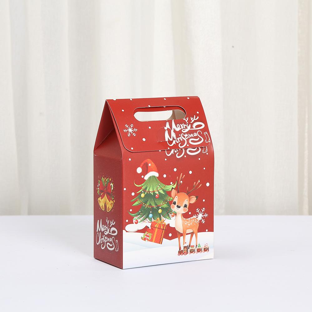 12Pcs StoBag Christmas Santa Pattern Reusable Paper Gift Tote Boxes for Xmas Candy Cake Wrapping Party Favors Packaging