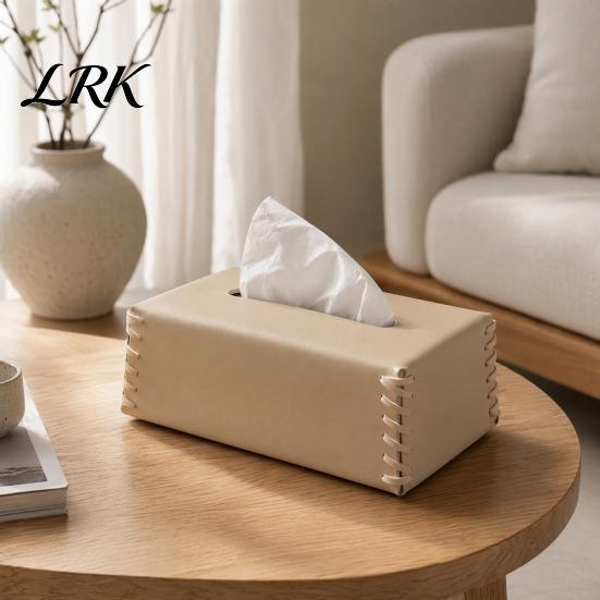 Coffee Table Tissue Holder PU Leather Holder, with Hand-stitched Edges Design, Modern Durable Paper Box Cover Style Smooth Extraction Case for