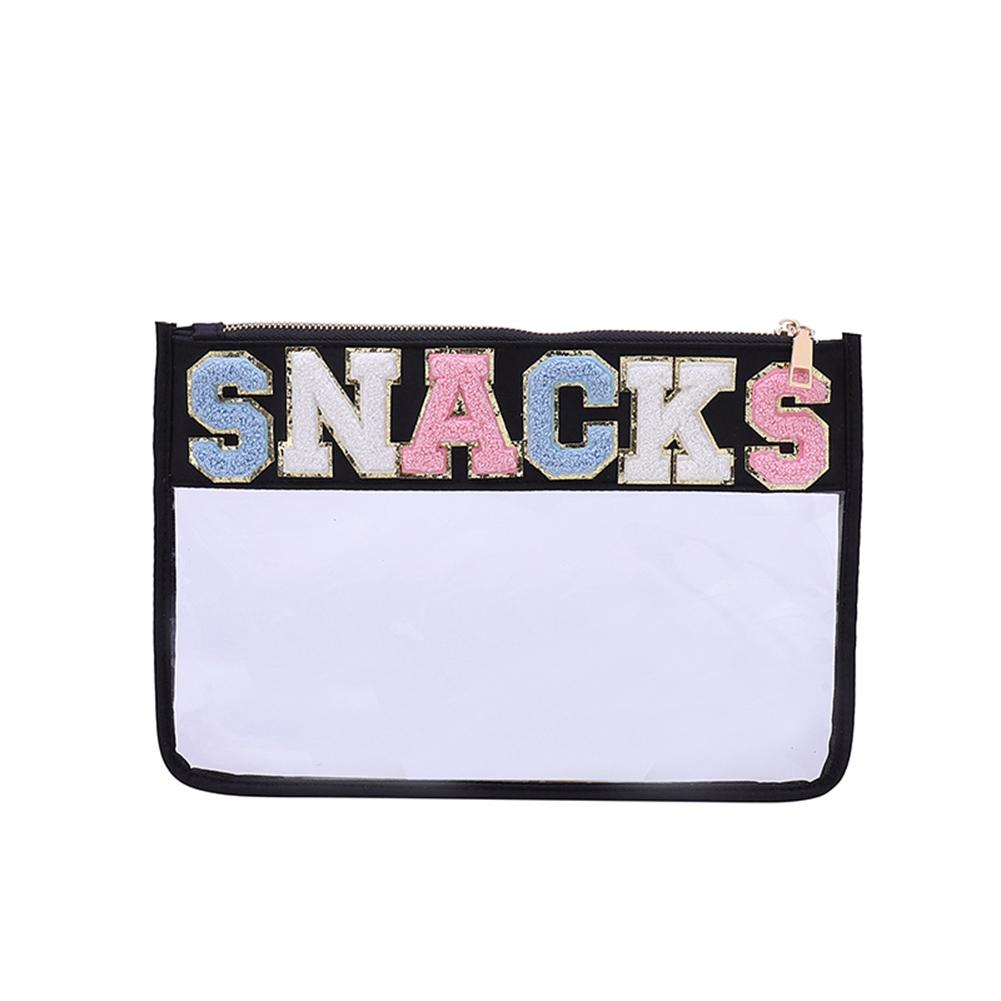 Hot Letter Patches Transparent PVC Cosmetic Bag Clutch Women Clear Travel Make up Cosmetic Bag Pouches Stuff Makeup Toiletry Bag