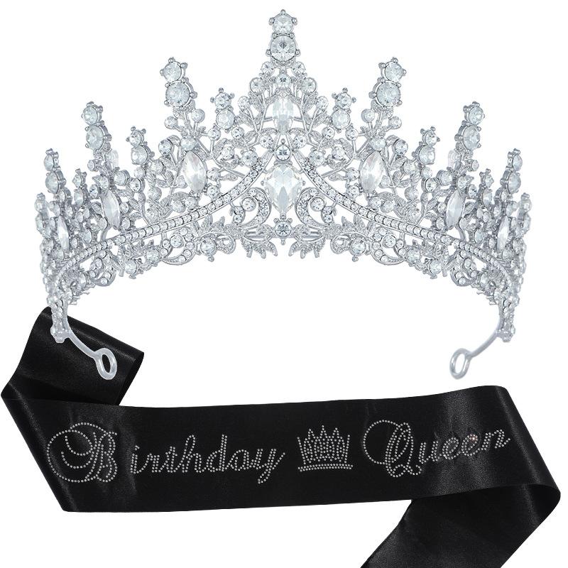 New Birthday Party Queen Crystal Crown Shoulder Strap Birthday Queen Glitter Pink Diamond Shoulder Strap Set 2026