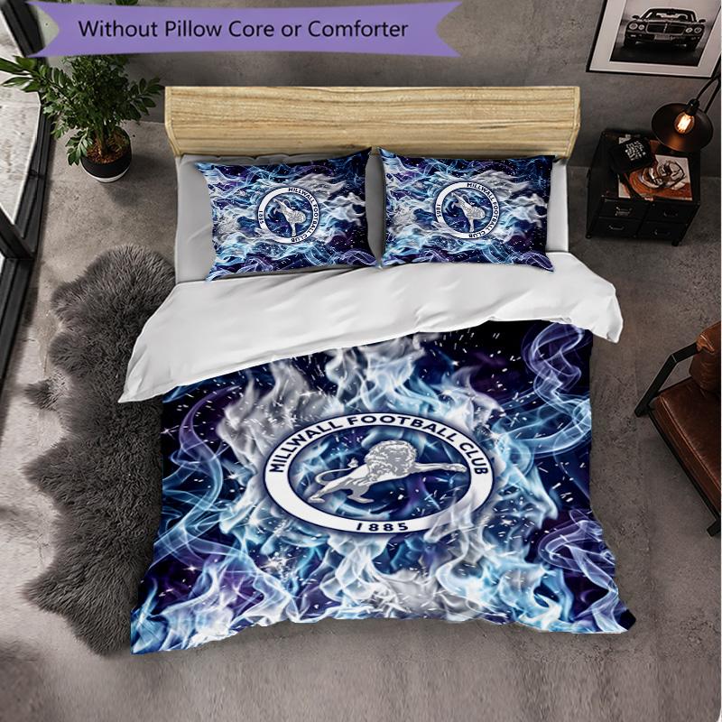 Millwall Football 3 Piece Bedding Set Soft Duvet Cover Set with Pillowcases Printed Bedroom Decor Set for Home