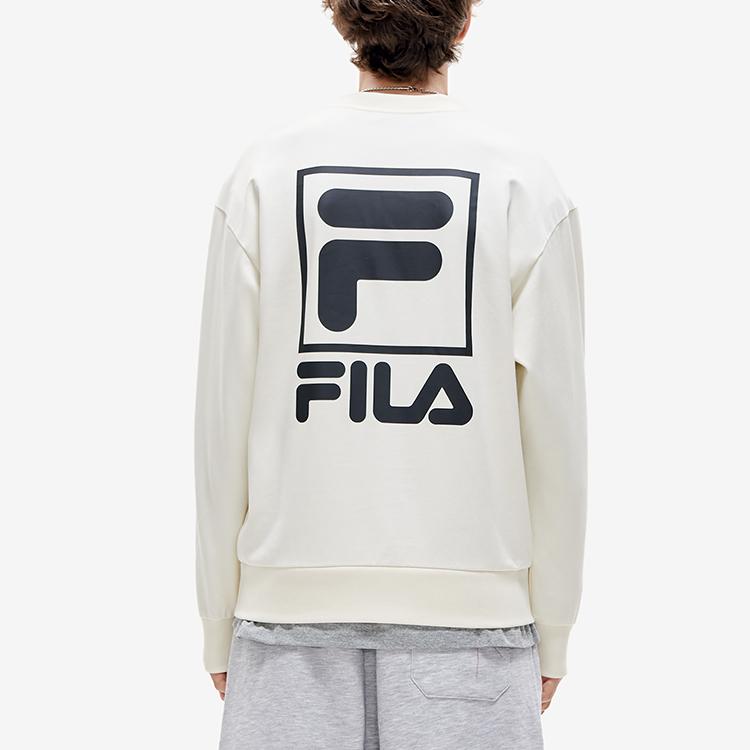 Fila Printed Logo Casual Crew Neck Sweatshirt Men Sweatshirt White F11M219208F-IV