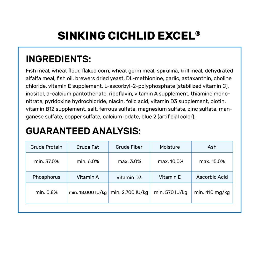 Hikari Cichlid Excel Sinking Small Nutrients 342g (x 1)