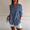 New Button-pleated Lapel Shirt for Women In Solid Color with Rolled-up Sleeves