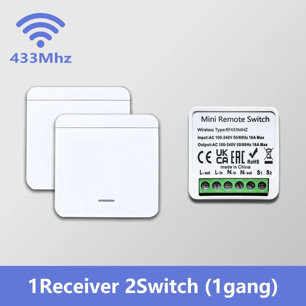 433MHz Wireless Smart Switch 1/2/3 Gang Wall Panel Remote Control Mini Relay Breaker for LED Light Fan Home DIY Receiver Module