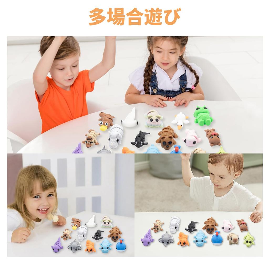 HUAJUN 3D-gedrucktes Mini-Spielzeug, 24 Stück, Transparenter Kunststoff-Aufbewahrungskoffer, Kleine Mini 3D-gedruckte Tierfiguren, Tragbar, Einfache Aufbewahrung, Niedlich, Klein