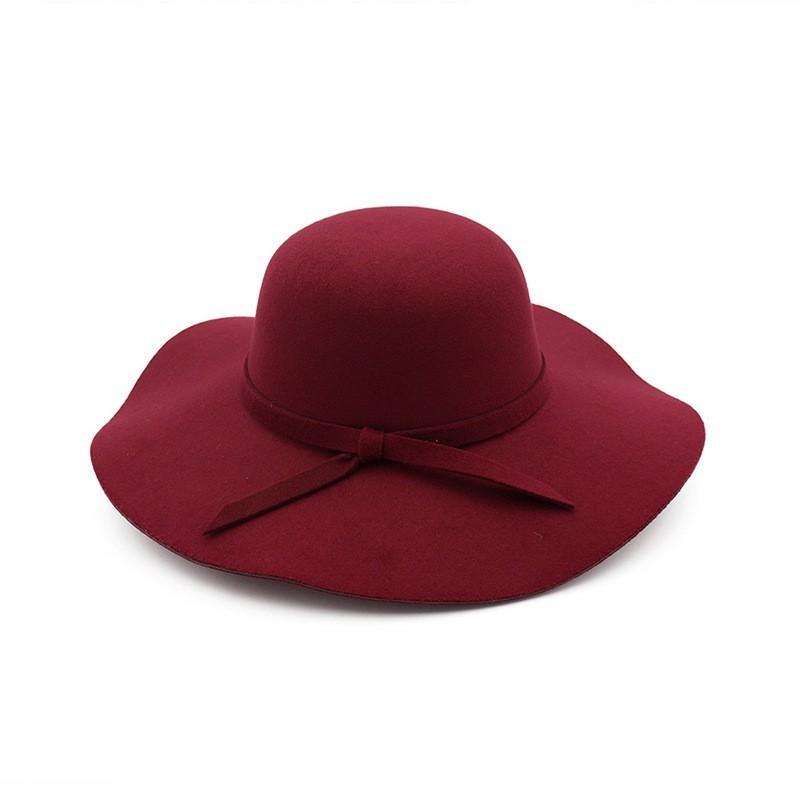 Classic Ladies Felt Hat With Big Brim And Bow For Outdoor And Casual Use