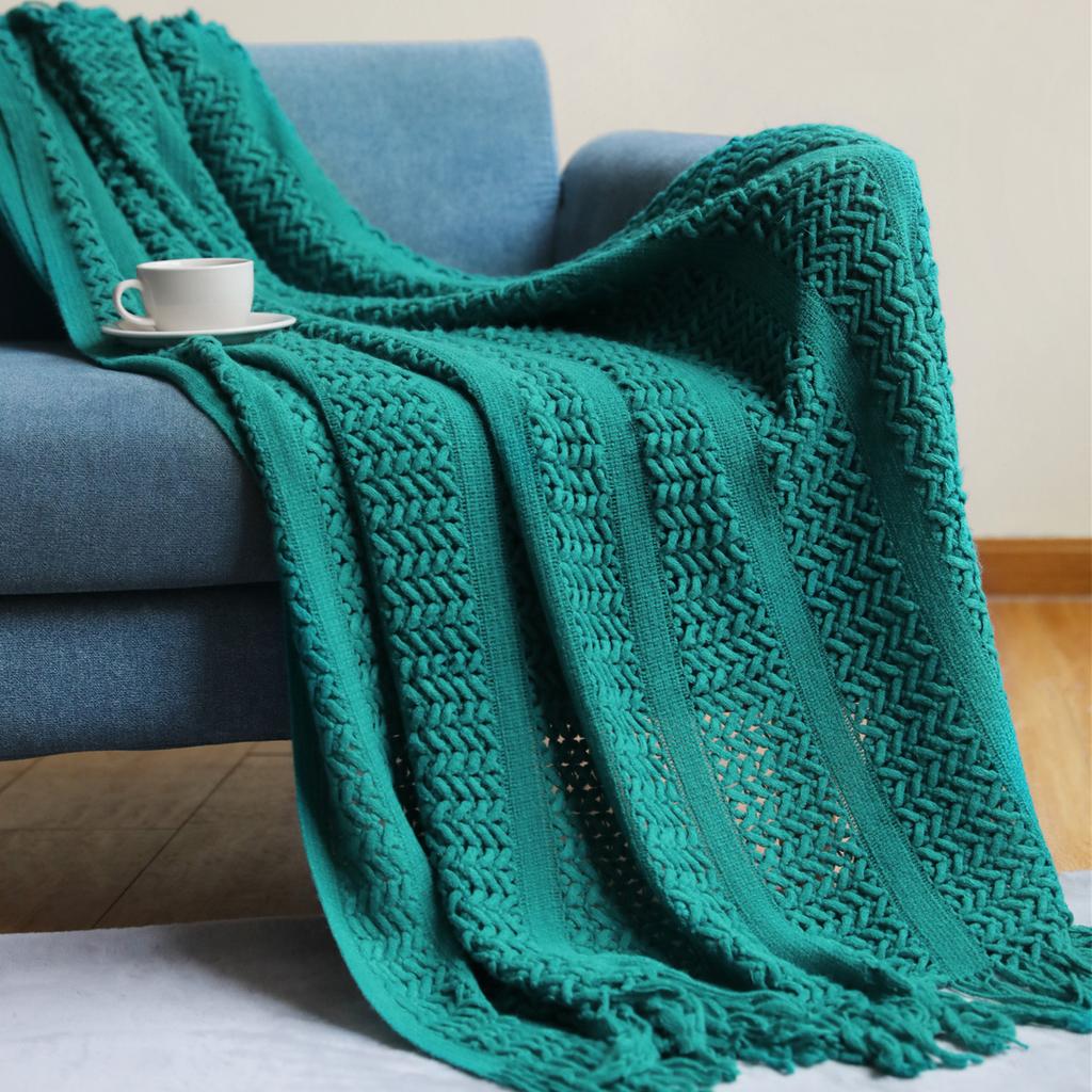 Scandinavian Cut-out Throw Blanket Knitted Sofa Cover Blanket B&B Hotel Bed Towel Bed End Matching Blanket Comfortable Couch Nap Blanket