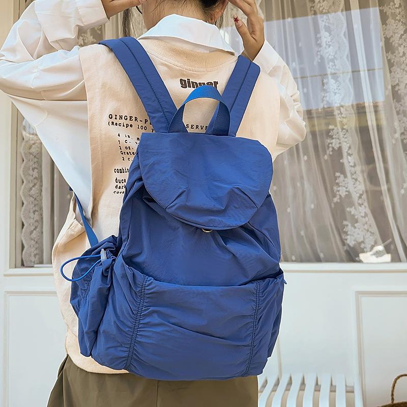 Backpack Practical Large-capacity Drawstring Design Niche Casual Lightweight Men and Women Can Carry Washed Fabric Backpack