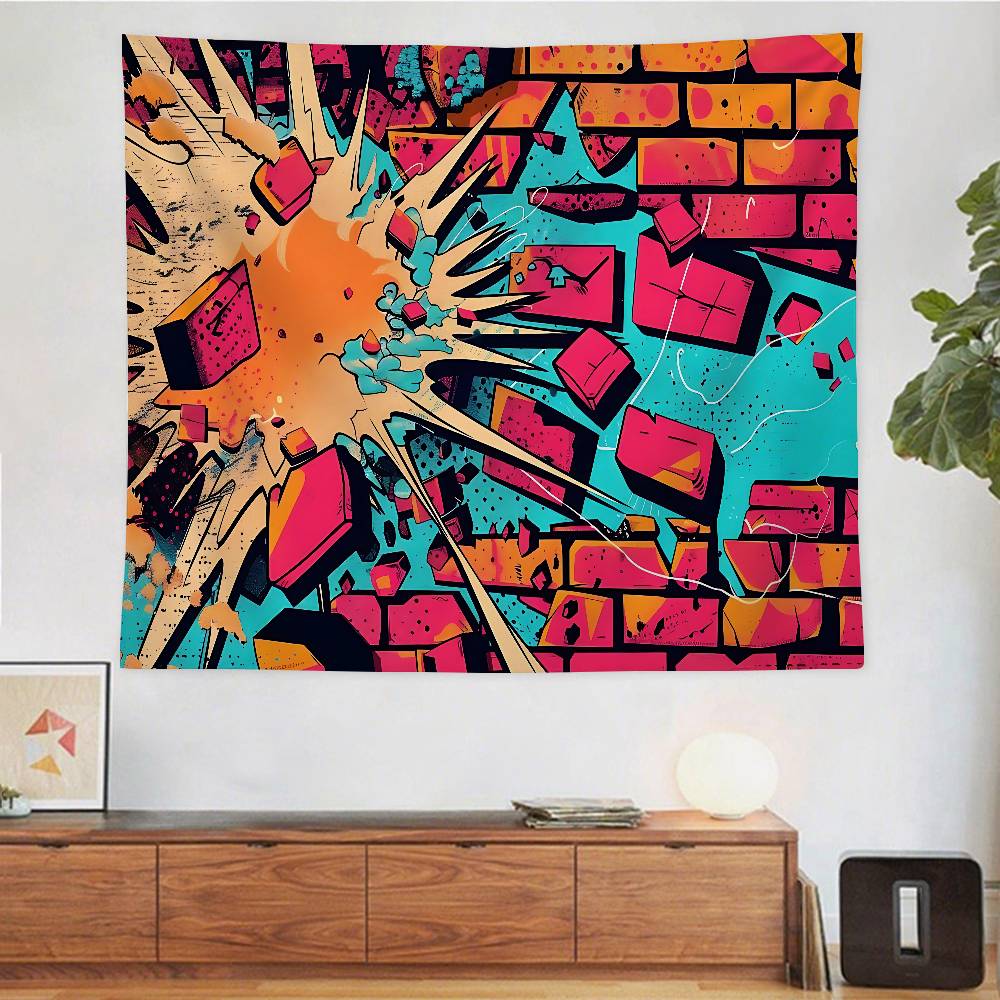 Street Graffiti Tapestry Wall Hanging Tapestry Art Deco Style Blanket Curtain Home Bedroom Living Room Decoration