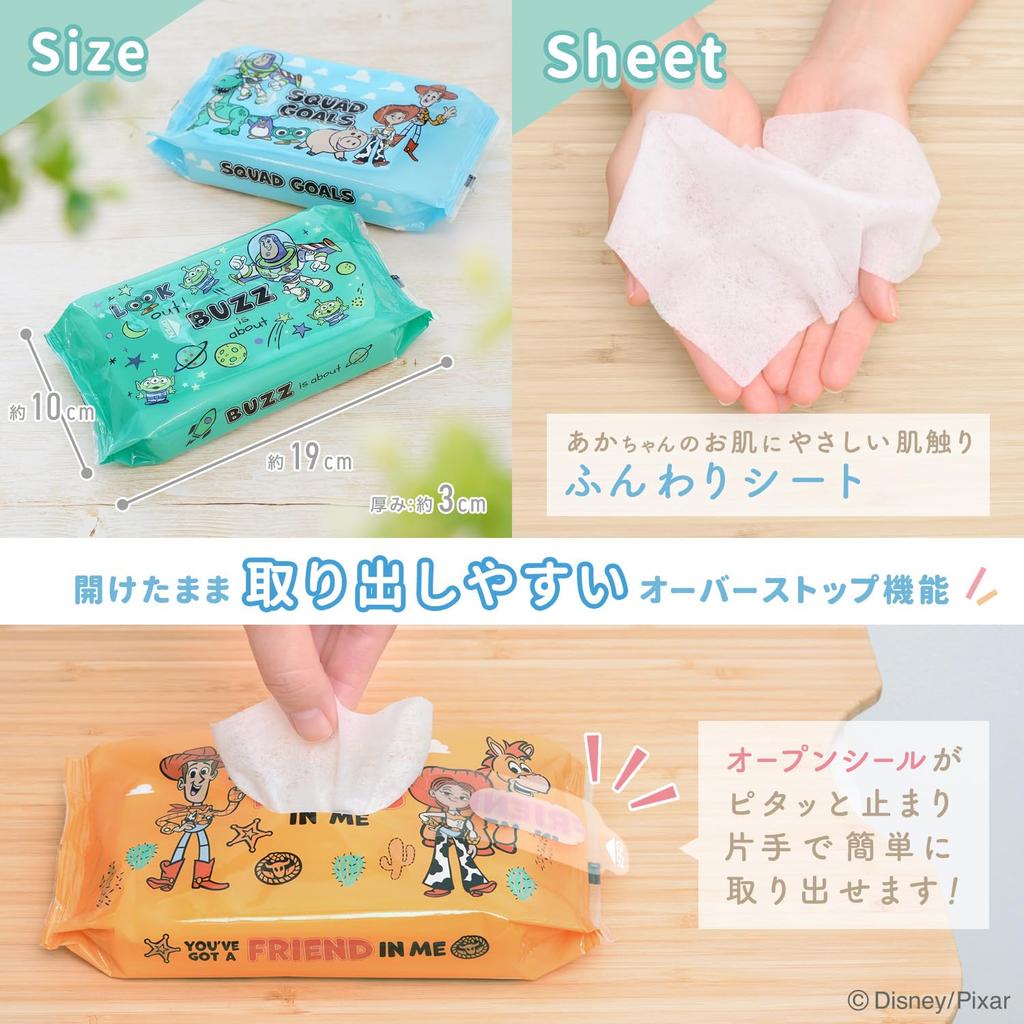 LEC Disney Pure Water Baby 80 Sheets X 3 Packs Mild Made In No Additives Propylene 99% Wipes, (Toy Story), Acidity, Japan, (Parabens, Glycol, Alcohol,