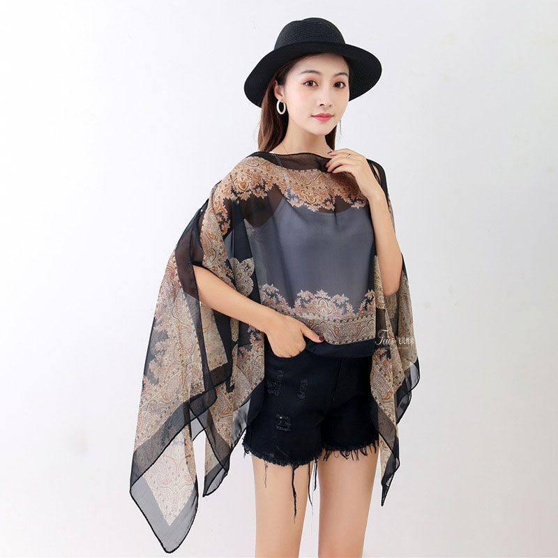 Summer 2026 Fashionable Women's Sun Protection Scarf: Versatile Printed Shawl for Travel, Beach, and Photos.