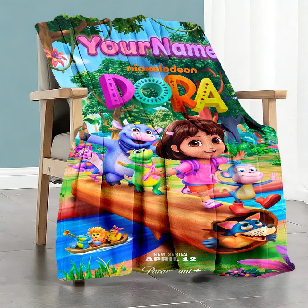 Dora Explorer Personalized Text Blanket Gift Personalized Blanket Ultra-Soft for Livingroom Couch Nap Office Chair for All Occasions