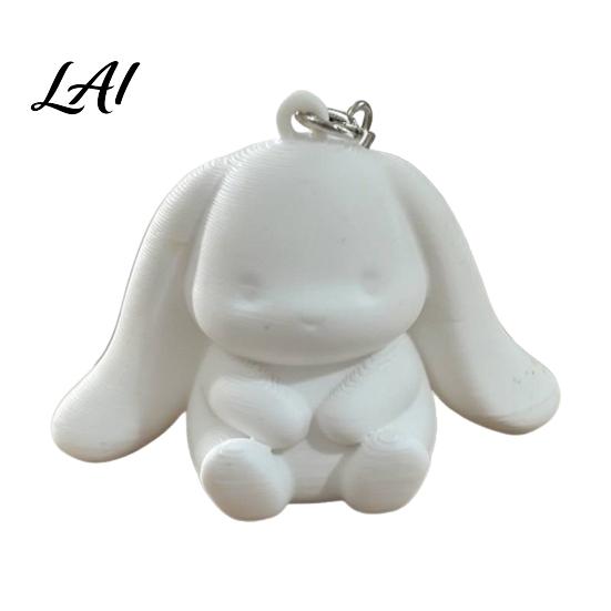 Big Ear Bunny Keychain 3D Printed Keychain Cute Cartoon Rabbit Bag Charm Pendant Backpack with Metal Ring Kawaii Key Ring Accessory for Teens Kids