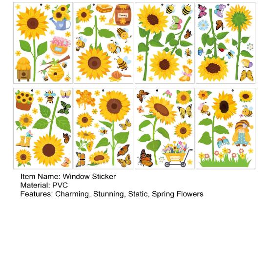 8 Sheets Spring Window Clings Butterfly Flower Hummingbird Window Decals to Prevent Bird Strikes Reusable Static Sticker for Glass Windows