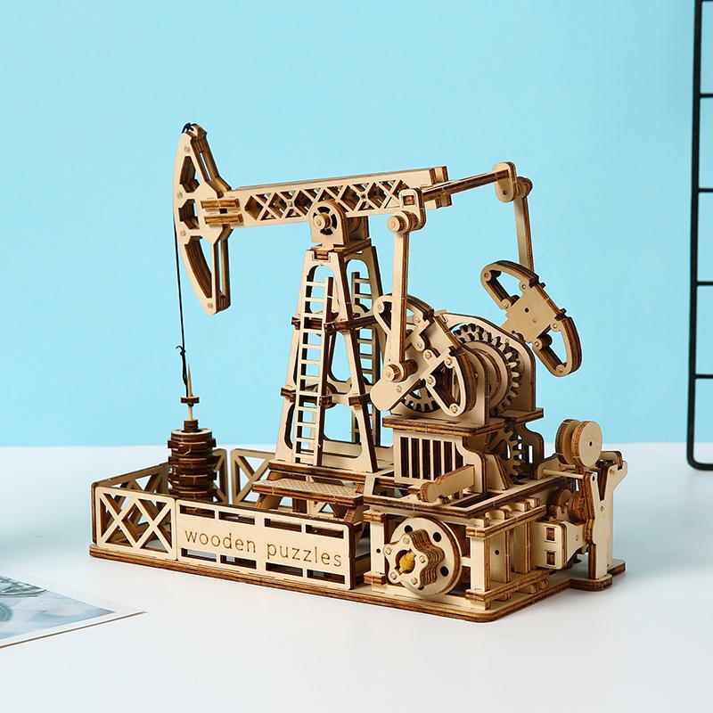 3D Children's Puzzle Puzzle Oil Well Wooden Puzzle DIY Desktop Children's Ornaments Wooden Creative Toys
