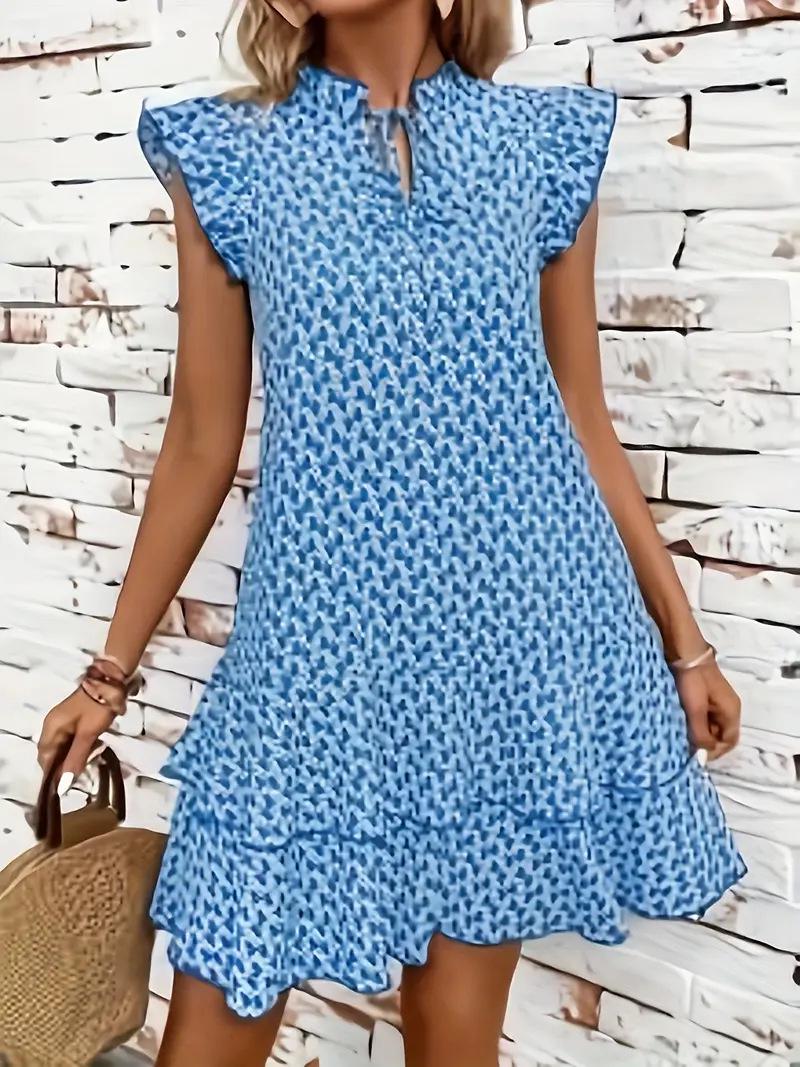 Bohemian V-Neck Tie Sleeveless Dress - 2025 Hot Print Style XL