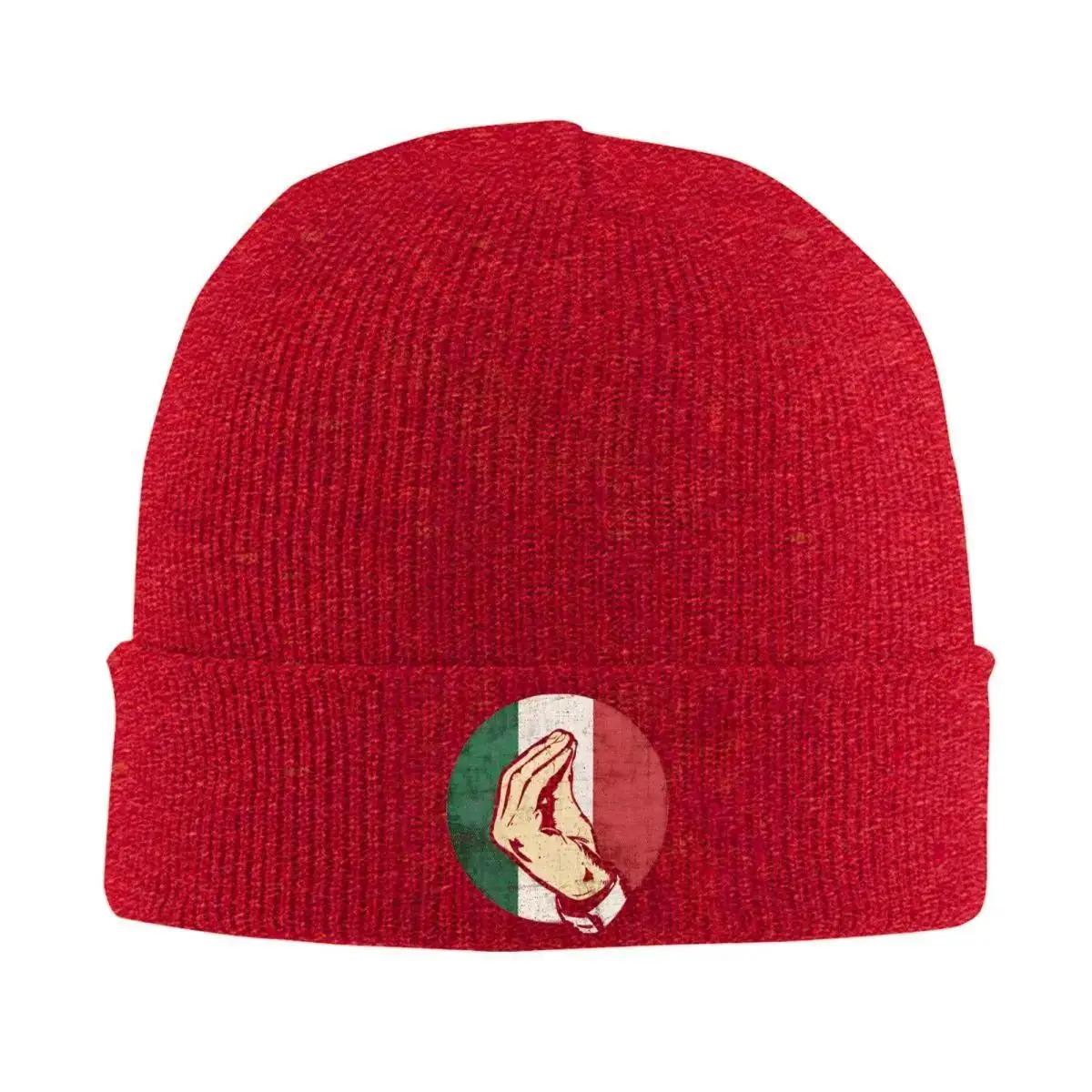 New Italian Hand Gesture Sing Language Knit Hat Beanies Autumn Winter Hats Warm Fashion Funny Italy Flag Vintage Caps For M