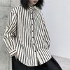 Johnature Simple Loose Striped Long Sleeve Shirt Spring Lapel Casual Loose Women Shirts