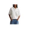 Polo Ralph Lauren Loose Fit Ribbed Embroidered Pony Polo Shirt Women Tops 211A96270-001