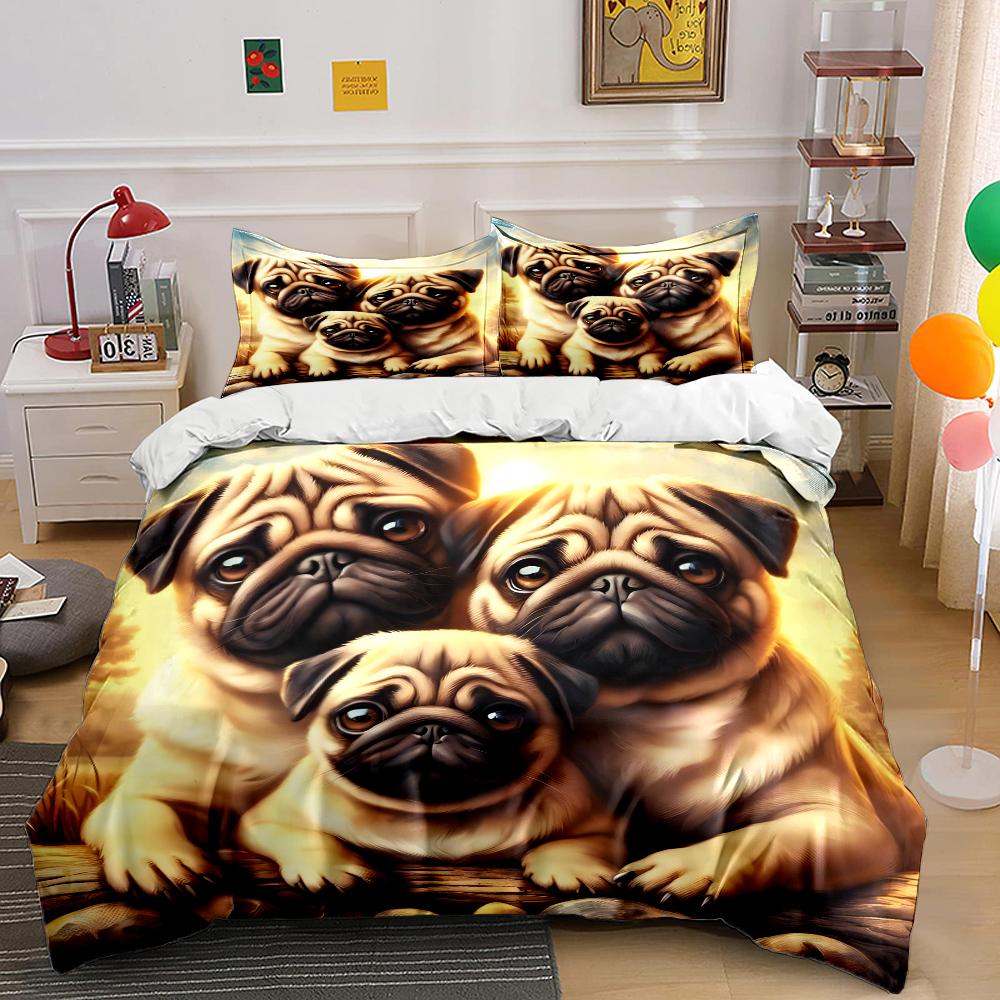 Uroczy Zestaw Pościeli z Nadrukiem Mopsa Pokrowiec na Kołdrę dla Entuzjasty Sportu 1 Pokrowiec na Kołdrę 2 Poszewki na Poduszki Zestaw Pościeli dla Dorosłych i Dzieci Luksusowy Prezent