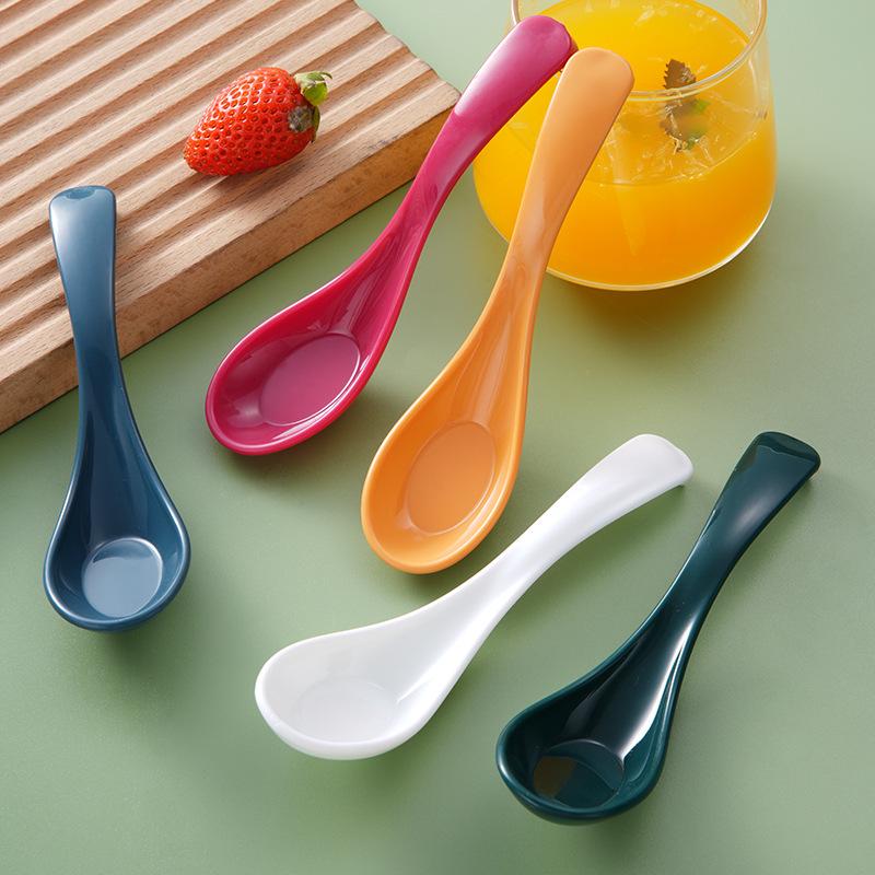 Plastic Soup Spoon Long Handled Imitation Porcelain Spoons Household Children's Spoon Household Kitchen Utensils