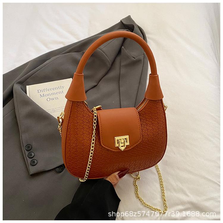 Women's Bag 2025 New Portable Woven Bag Simple Women's Shoulder Bag Chain Oblique Span Bag Texture Small Bag