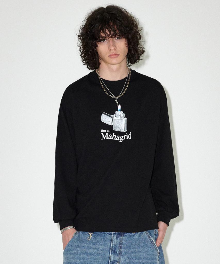 MAHAGRID It’S Time To Ls Tee Black(Mg2Efmt564A)