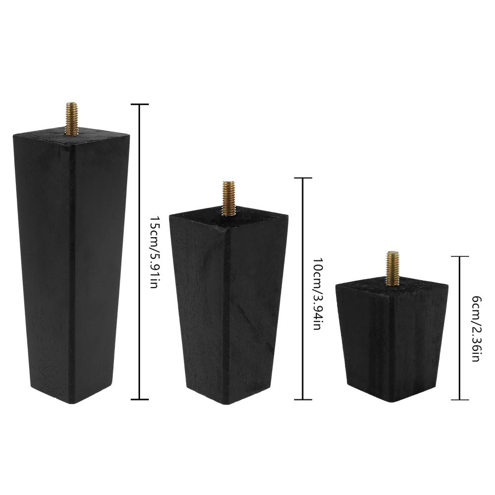 

4Pcs Solid Wood Furniture Legs Square Sofa Table TV Cabinet Support Stabilize Feet Tea table Wardrobe Bathroom Cabinet 6cm&4 Pcs чёрный