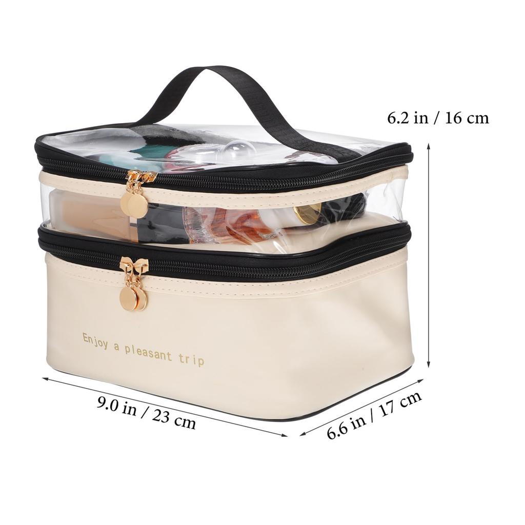 Frcolor Makeup Travel Cosmetic Travel Toiletry Large Capacity Cosmetic Cosmetic Storage Makeup Travel Toiletry Travel Pouch Pouch, Bag, Double-Layer