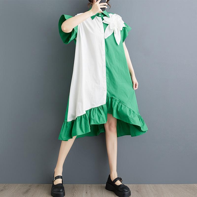 Short sleeve Plus size cotton vintage Floral new in dresses for women casual loose midi long summer dress