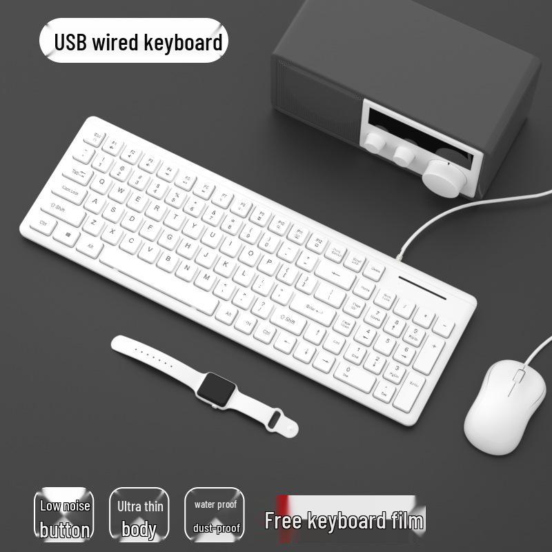 Silent Wired Chocolate Keyboard and Mouse Set for Laptop/Desktop