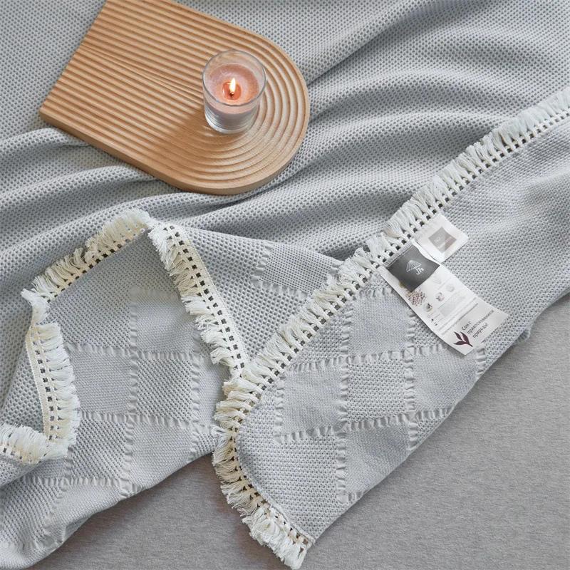 Toalha de gaze de algodão nórdica com borlas, colcha de verão, algodão puro, waffle, ar condicionado, cobertor de escritório