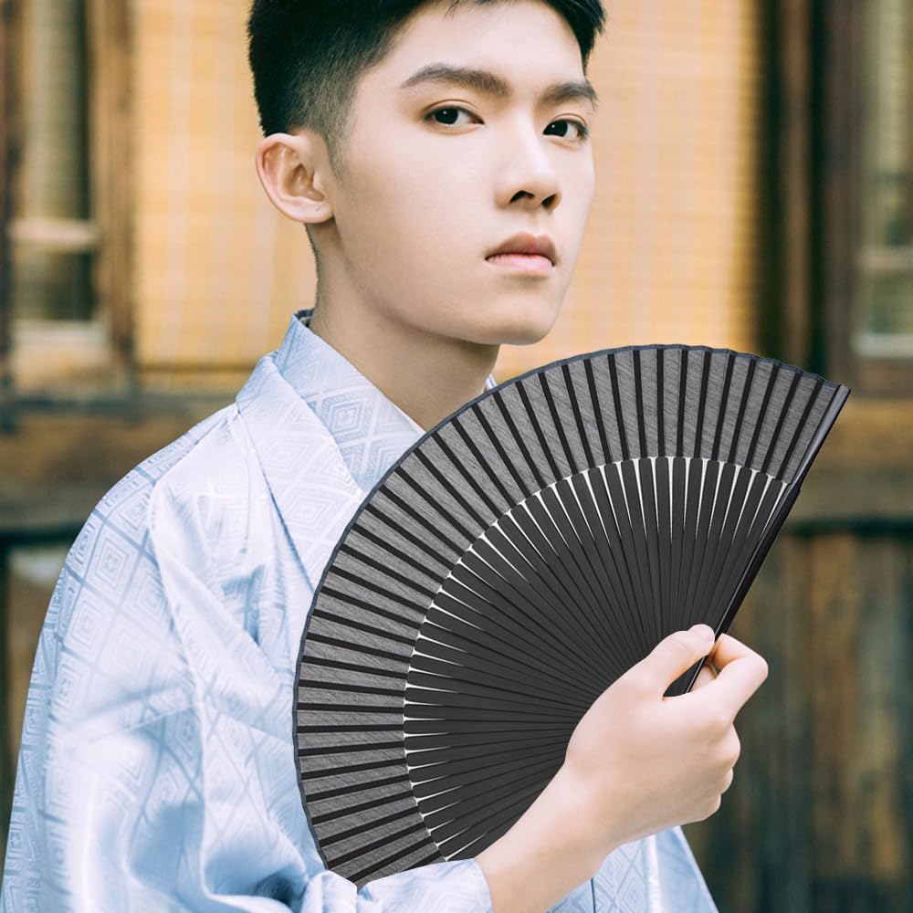 SENMAN Silk Folding Stylish Short Premium Folding Fan with Gift Perfect for Fireworks Overseas and Japanese Accessories Fabric Men's High-Quality Fan,