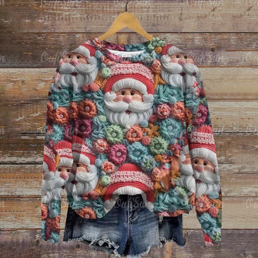 

2025 Новый Санта-Клаус 3D Принт Толстовка Женская Мода Круглый Вырез Рождественские Толстовки Женский Свитшот Рождественская Толстовка Зимняя Одежда 8XL