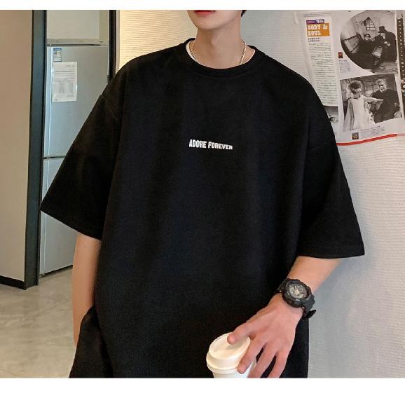 Футболка с коротким рукавом мужская летняя 2025Новая универсальная трендовая брендовая модная повседневная футболка с коротким рукавом мужская M чёрный