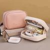 Travel Portable Cosmetic Bag Storage Bag PU Leather Material Toiletry Bag Waterproof Large Capacity Cosmetic Bag with Divider