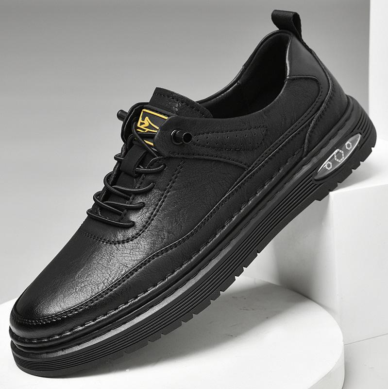 Men's shoes 2025 summer new men's Korean version of light luxury leather surface advanced sense waterproof and non-slip fashion lace-up shoes
