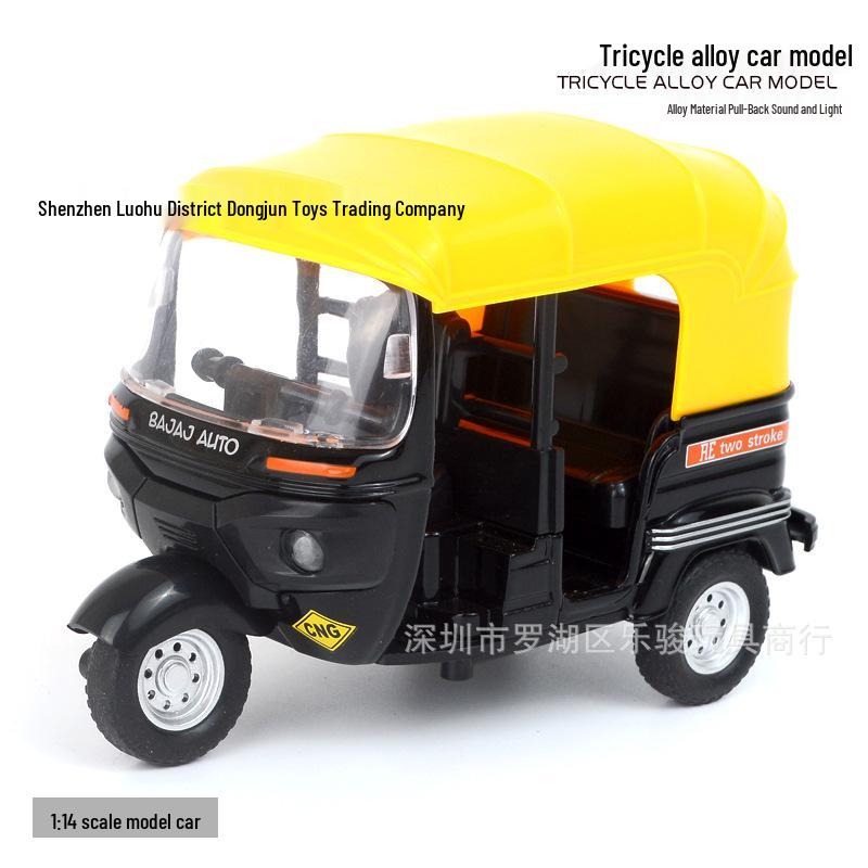 Mingyuan 1:14 Alloy Street Motorcycle Toy - Three-Wheeled with Sound, Light, and Pull-Back Feature for Kids