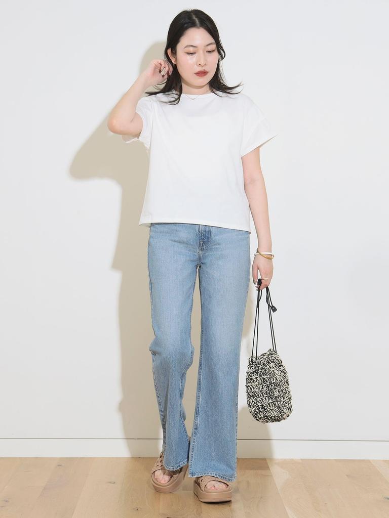 Beams Heart Gathered Pullover with Different Fabrics at the One Size S/S Tee, Back, Women's, OFF_WHITE,
