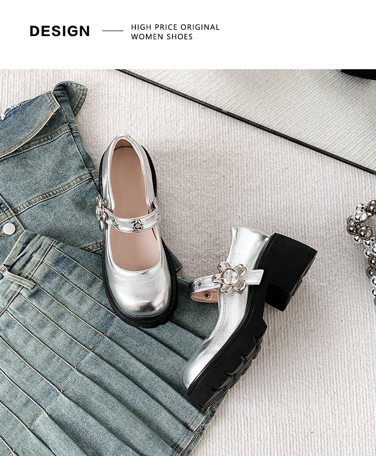 

Platform Mary Jane Single Shoes Women S Spring British College Style High Heel Large Size Versatile Retro Small Leather Shoes 40