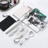 Creative Folding Design Outdoor Portable Picnic Tableware Set Stainless Steel Folding Salad Spoon Fork Chopsticks Kitchen Tools