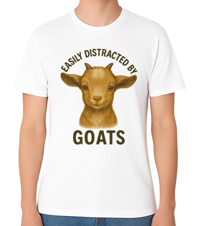 Easily Distracted By Goats Funny Unisex Farm Animal Graphic Unisex T-Shirt S разноцветный